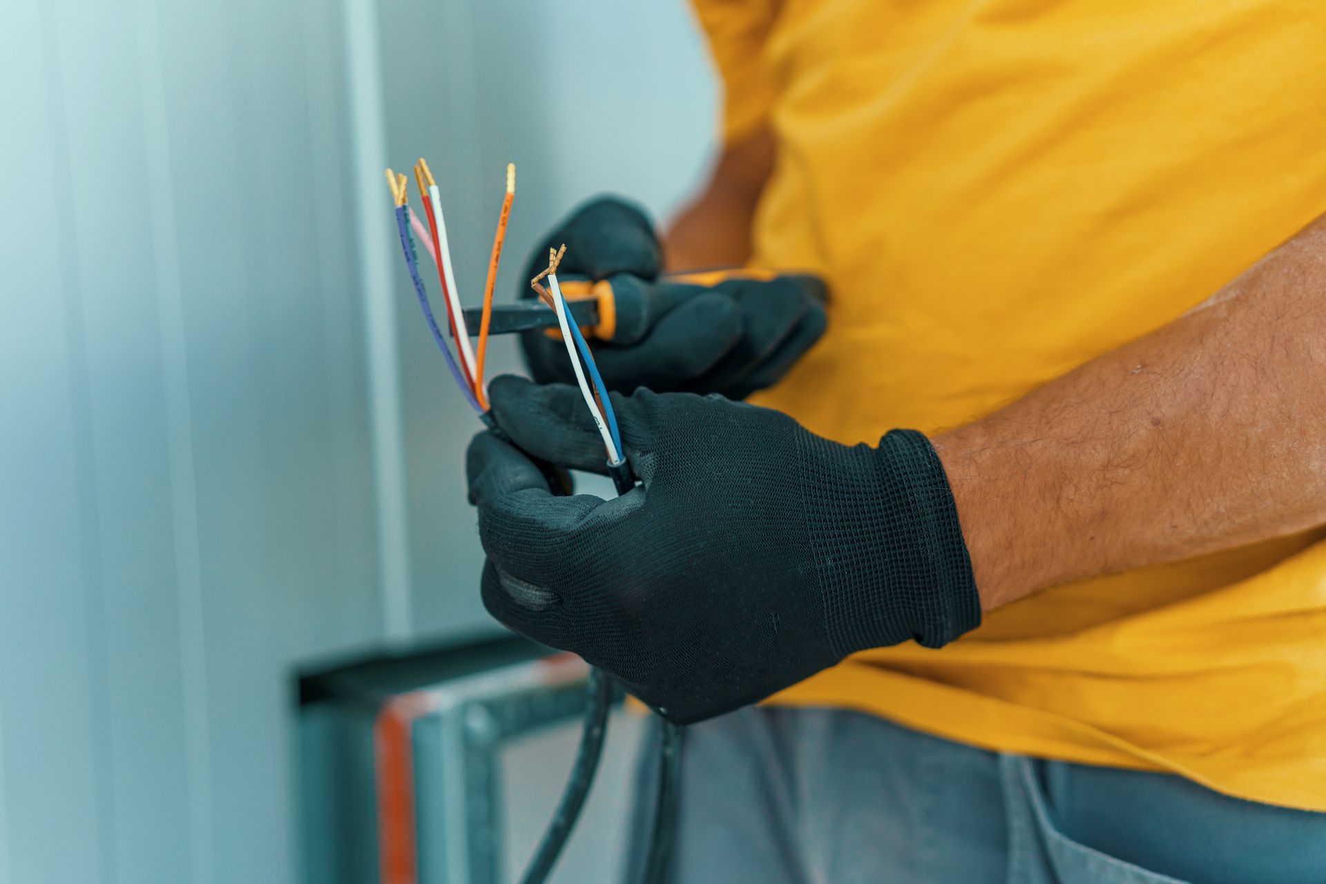 Electrician Installing Electricity — Westborough, MA — Marty's Electric Co