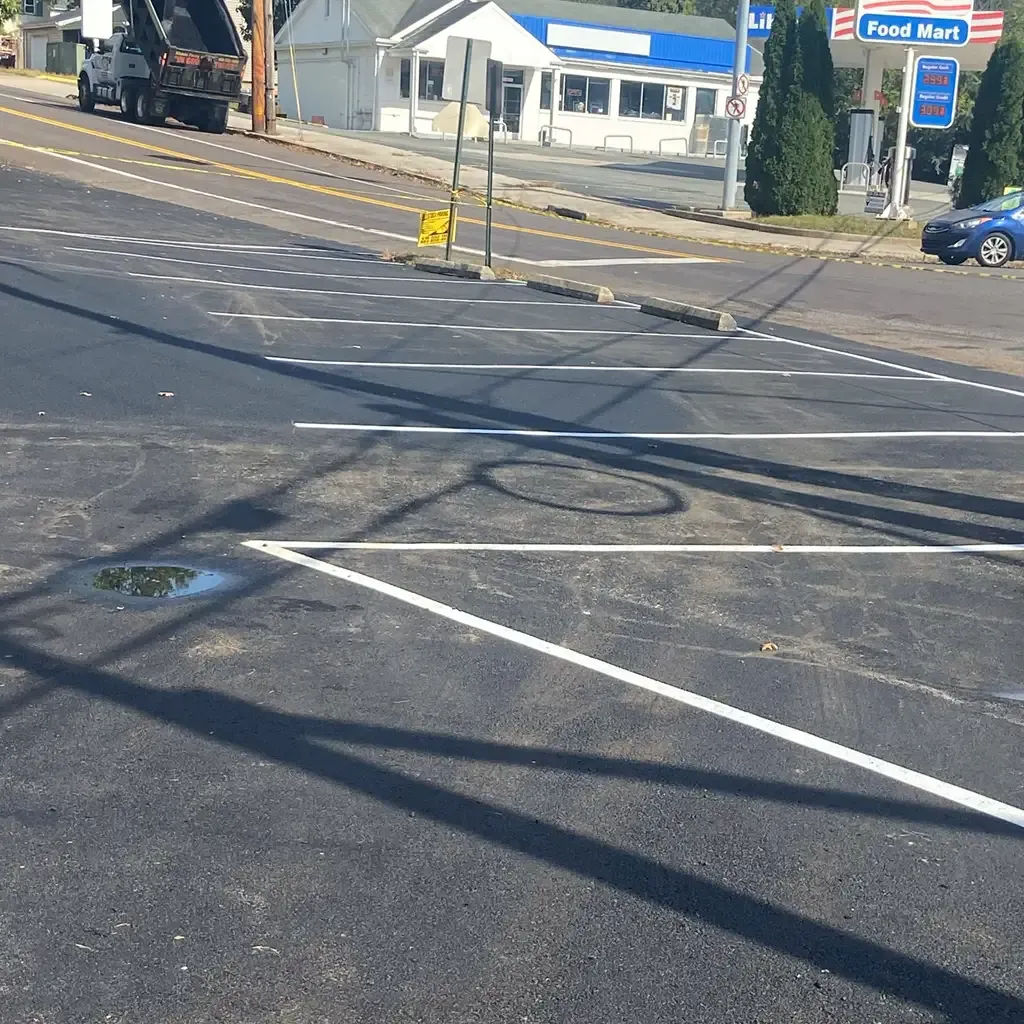 Asphalt parking, painted markings, by Allstate Paving of PA in Downingtown, Villanova, and West Chester, Pennsylvania.