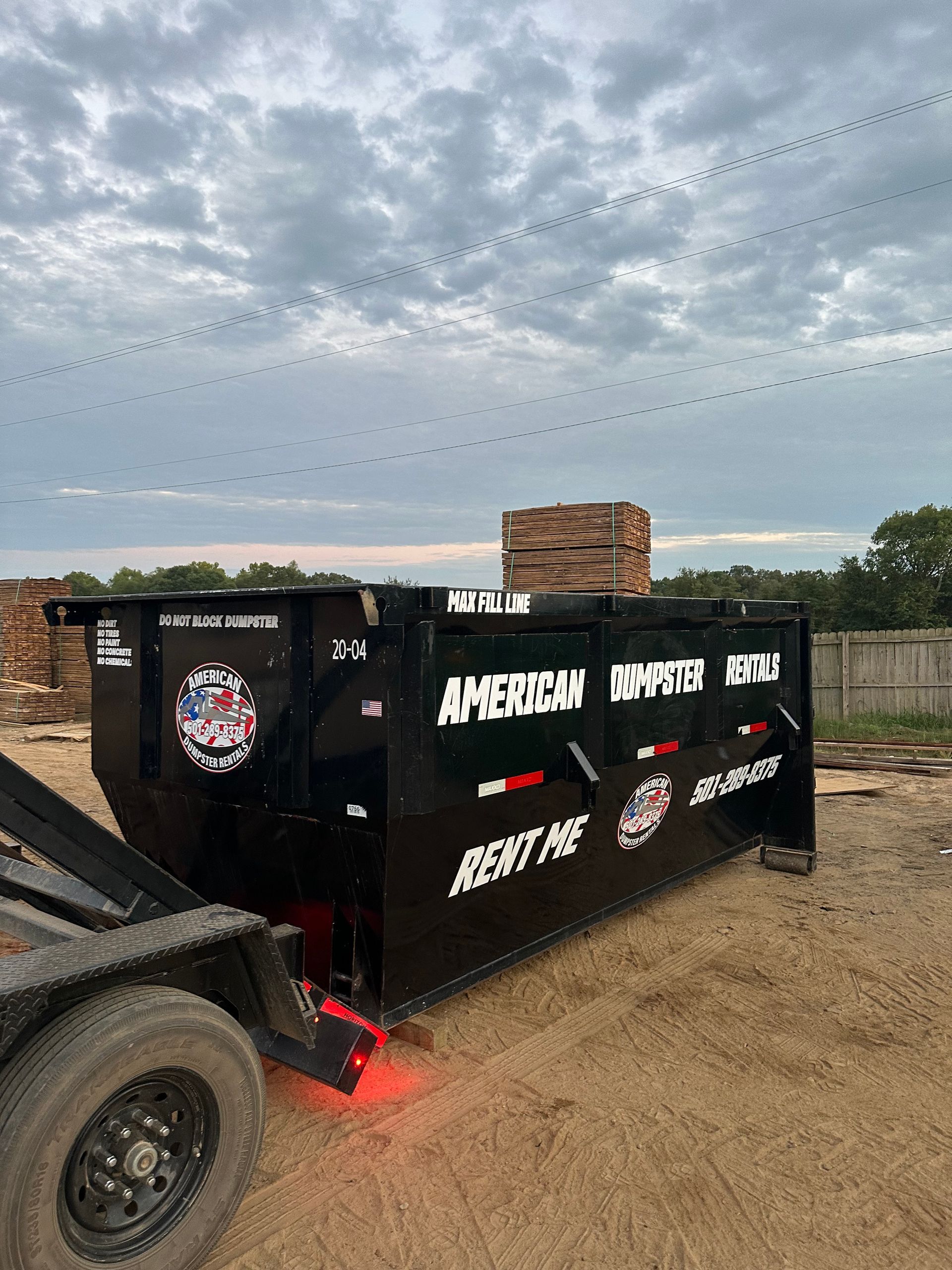 Dumpster rental dropped off by American dumpster rentals