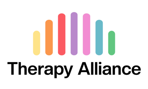 Therapy Alliance logo with multicolored vertical bars above black text