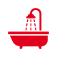 Icona rossa di una vasca da bagno