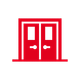 Icona rossa di una porta doppia