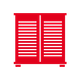 Mobiletto rosso con due ante