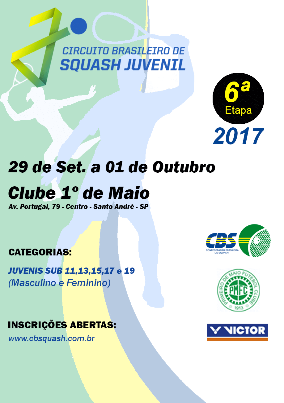 Um cartaz para um torneio de squash em 2017