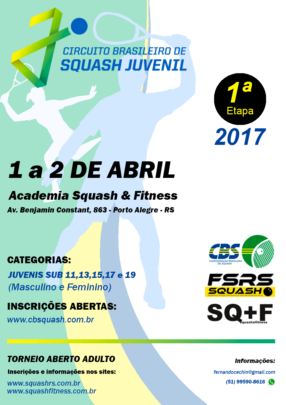 Um cartaz para um torneio de squash em 2017