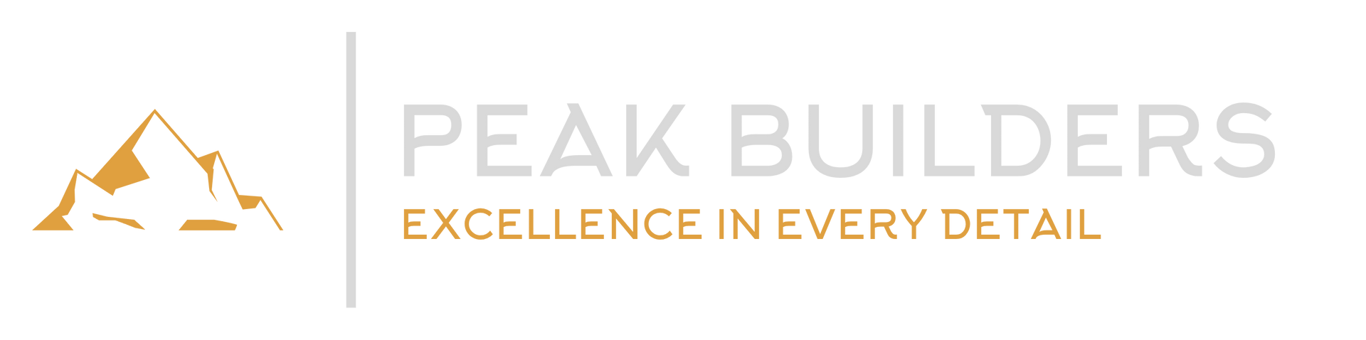 Logo for Peak Builders, featuring mountains in orange with text
