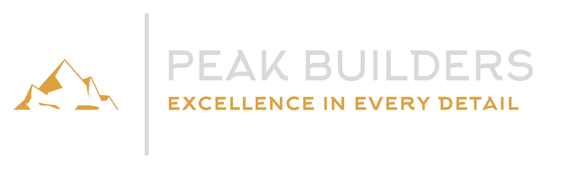 Logo for Peak Builders, featuring a gold mountain icon and text