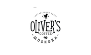 The logo for oliver 's coffee is black and white and has a horse on it.