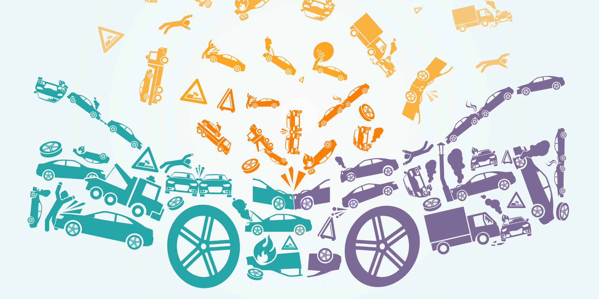 Un disegno di un'auto da cui escono molte parti