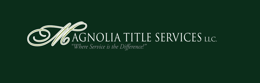 The logo for magnolia title services llc is on a green background.