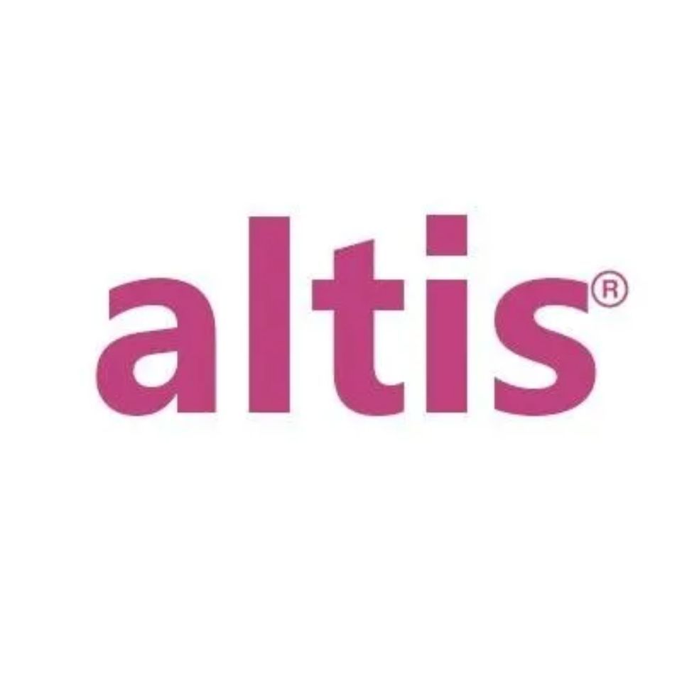 Logo Altis in magenta su sfondo bianco.