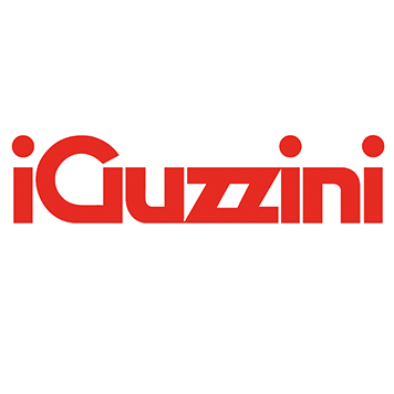 Logo iGuzzini in lettere minuscole rosse su sfondo bianco.