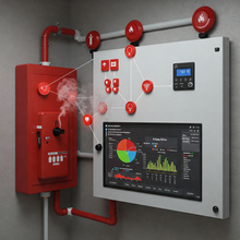 A fire alarm box with smoke coming out of it