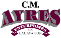 A logo for c.m. ayries enterprises llc excavation