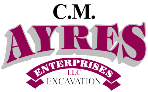 A logo for c.m. ayres enterprises llc excavation