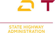 The logo for the state highway administration is yellow and red.