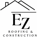 EZ Roofing & Construction logo with black roofline and large EZ text on white background