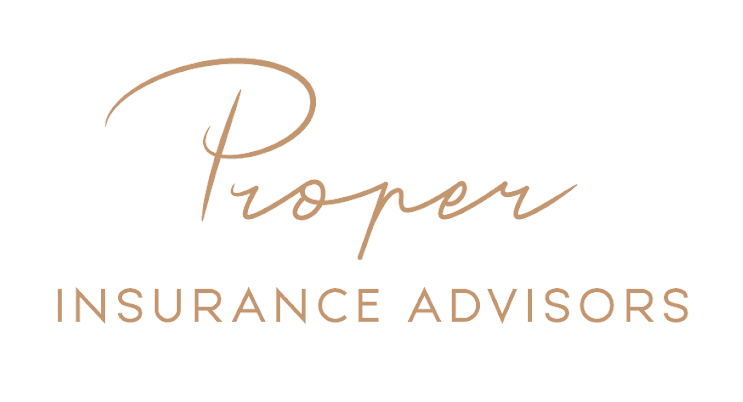 Proper Insurance Advisors logo in gold script and uppercase text on a white background