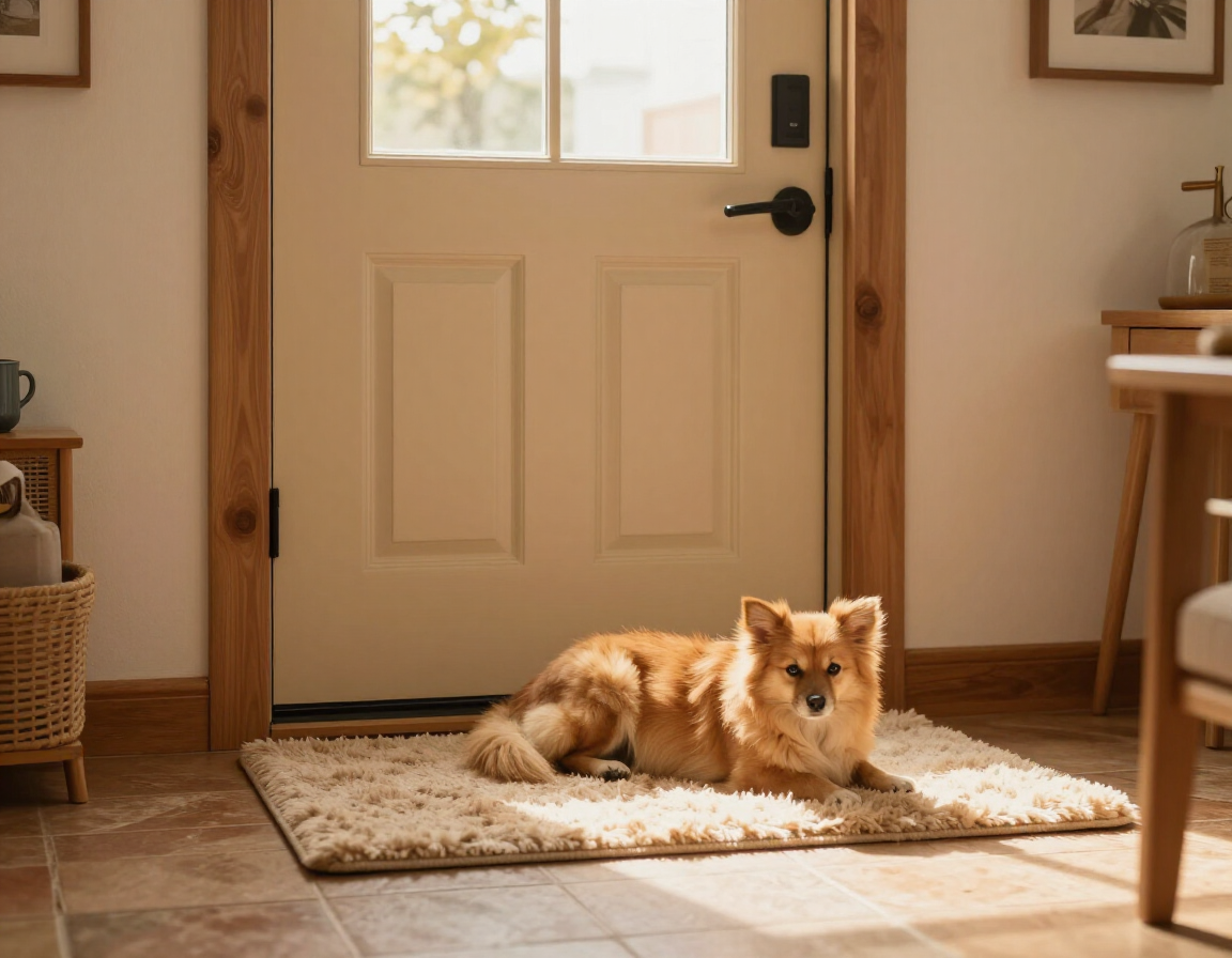 Small pet relaxing in a manufactured home