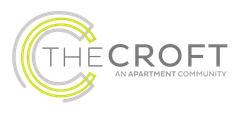Logo for The Croft apartment community with gray and lime green circular design