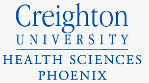 Creighton University Health Sciences Phoenix logo, blue text on white.