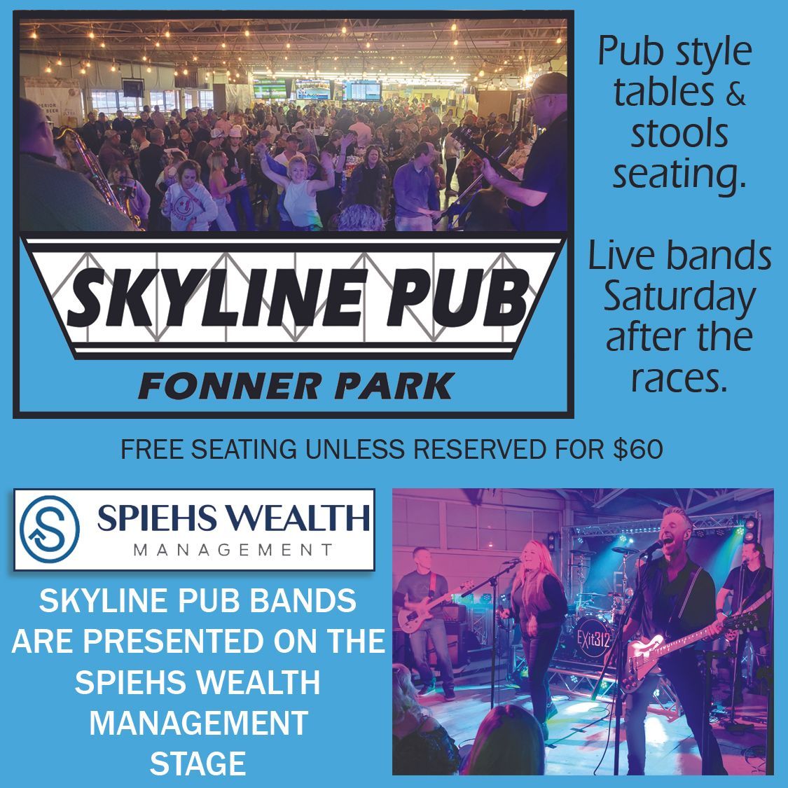 An advertisement for skyline pub in fonner park
