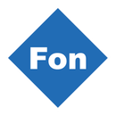 A blue diamond with the word fon on it