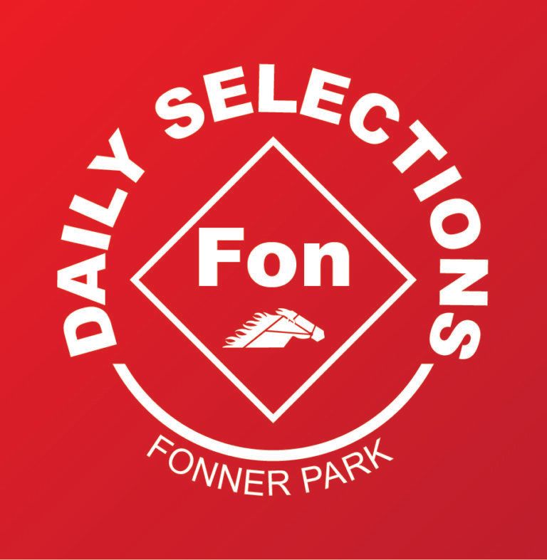 A red logo for daily selections fonner park