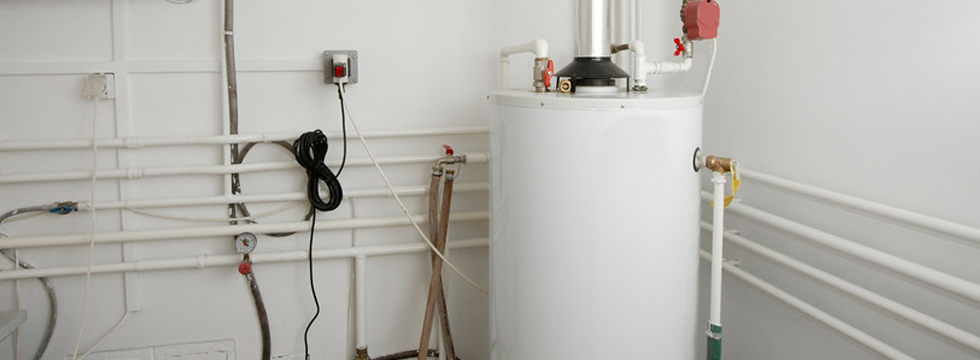 Large boiler in a utility room