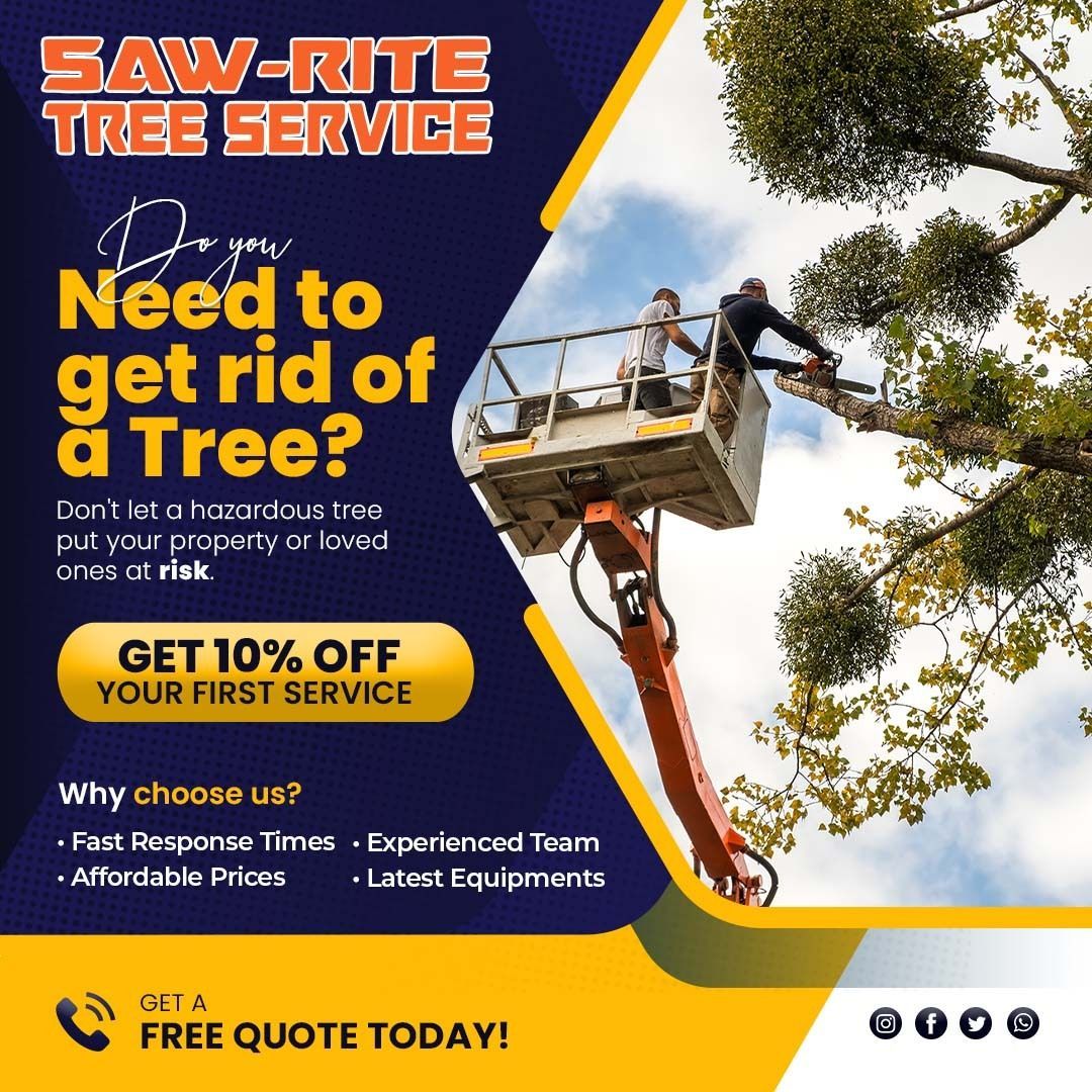 A man is cutting a tree with a saw on a crane.