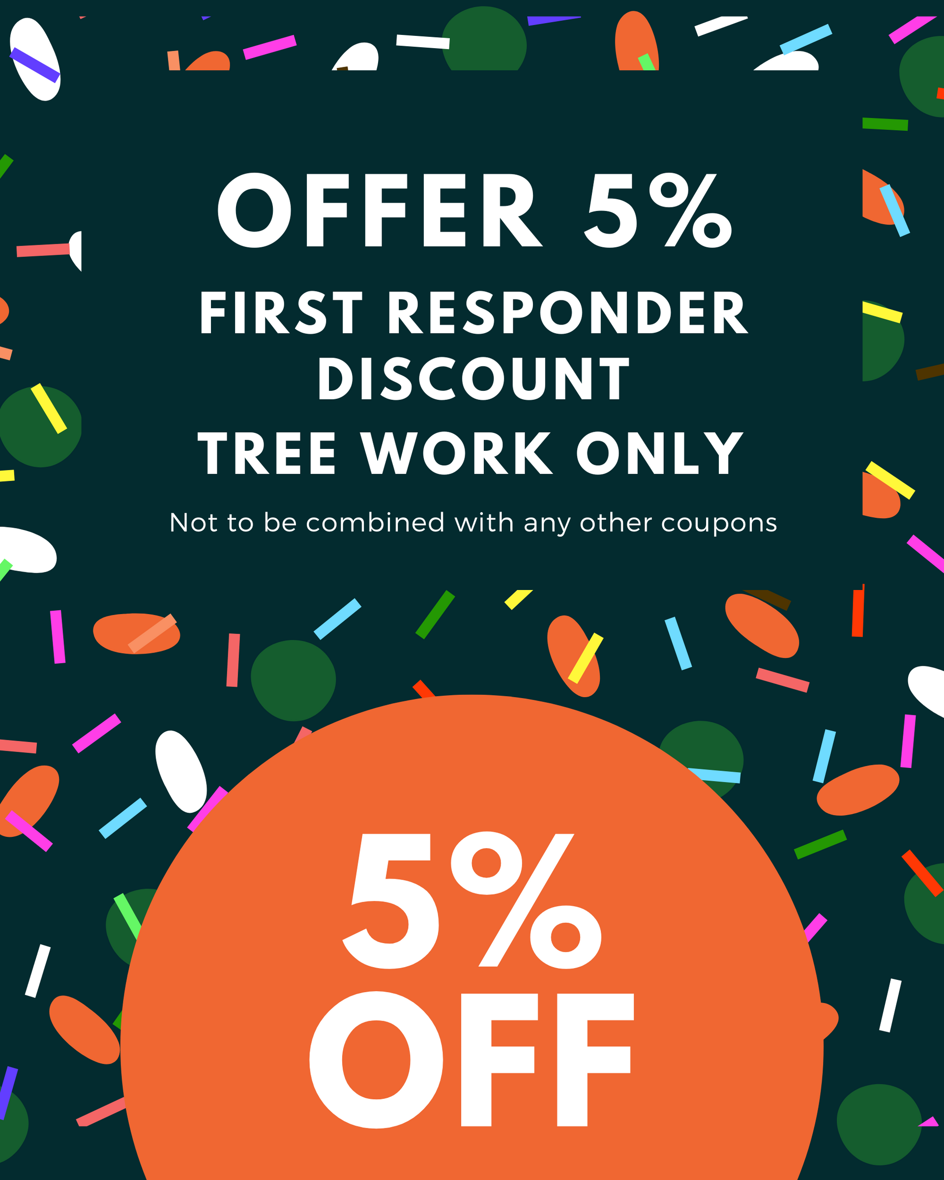 A poster that says offer 5 % first responder discount
