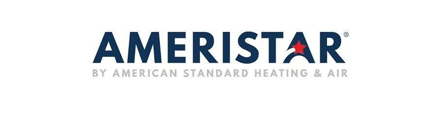 Ameristar logo with “By American Standard Heating & Air” tagline in blue on white background