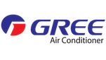 Gree Air Conditioner logo with blue and red icon and blue text on a white background