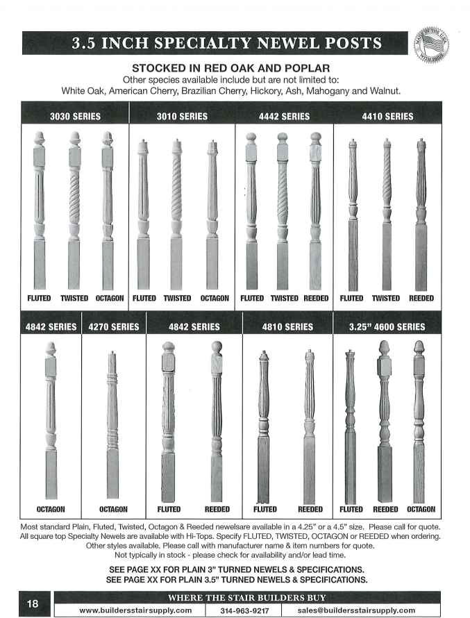 Chart of 3.5-inch specialty jewel posts with labeled styles and sizes, shown as product lineup.