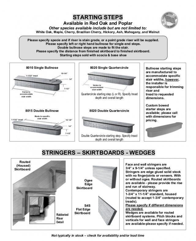 A starting steps brochure for stringers , skirtboards , and wedges.