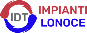 Logo IDT Impianti Lonoce con emblema circolare rosso e blu e testo