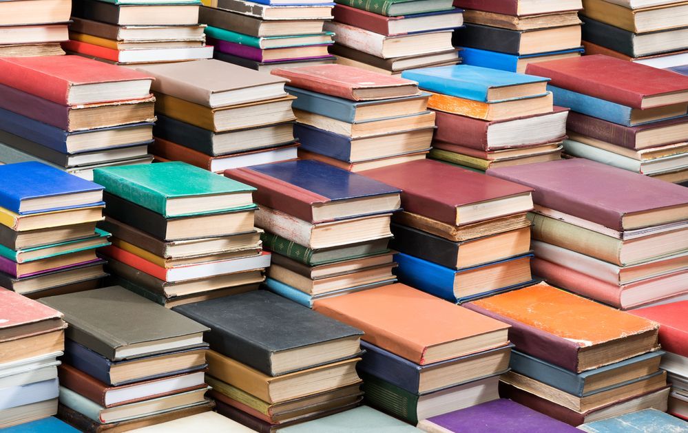 several stacks of books