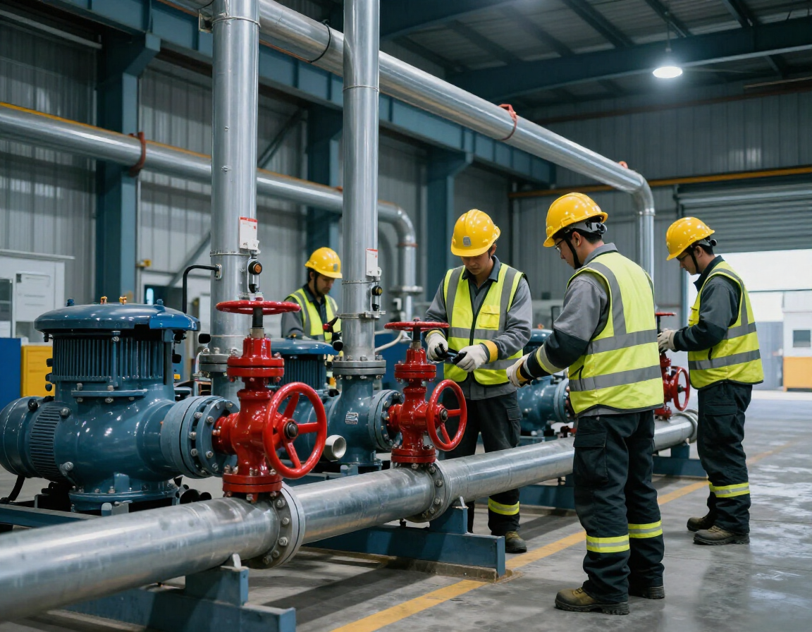 Instalación técnica de sistemas contra incendio en obra industrial