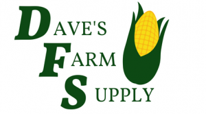 A logo for dave 's farm supply with a corn on the cob
