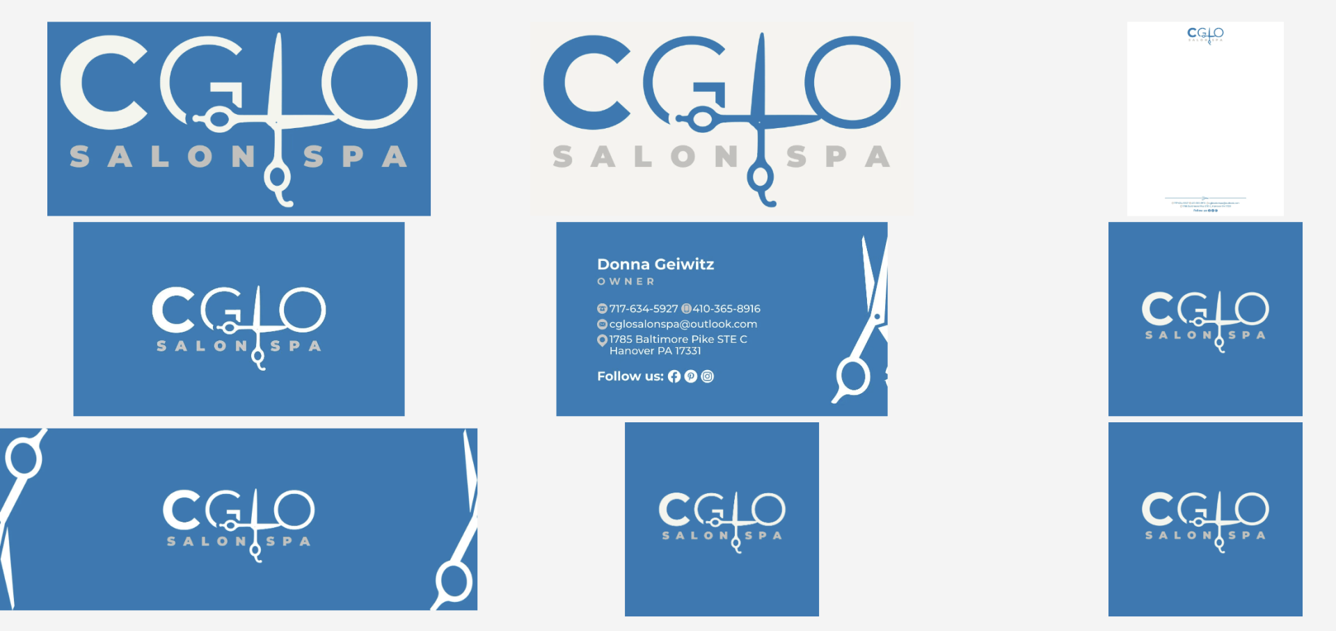 Custom Brand Identity Bundle A set of logos for cglo salon spa