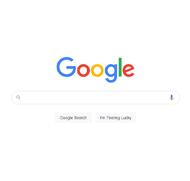 A screenshot of the google search page on a white background.