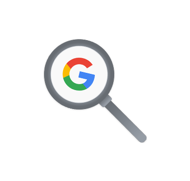 A magnifying glass with a google logo on it.
