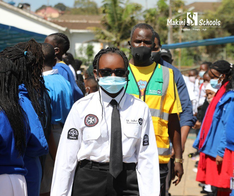 Learners lining up for assembly at Makini School in Nairobi, Kenya