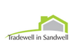 Tradewell in Sandwell logo with green house roof and gray building icon