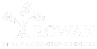 White logo for “CROWA” with a stylized tree and “Tree and Garden Services” text
