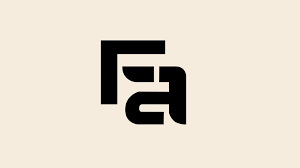 Black "fa" monogram logo on a beige background.
