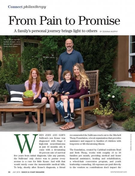 Family sitting outdoors. Article title:
