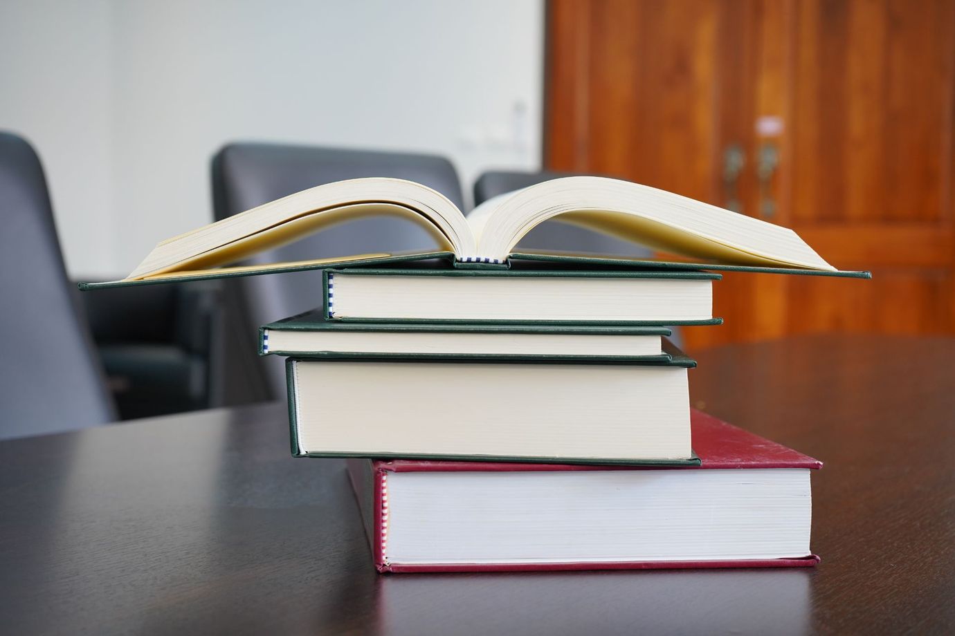 Stack of law books