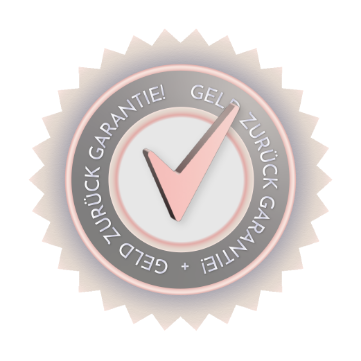 A sticker that says geld zurück garantie on it