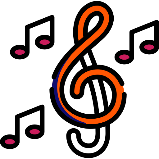 A treble clef with music notes coming out of it.